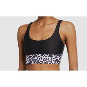 Beach Riot Women's Black Leopard Print Sports Bra Size Large Activewear Workout